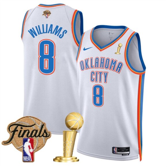 Mens Jalen Williams White 2025 Finals and CH Jersey